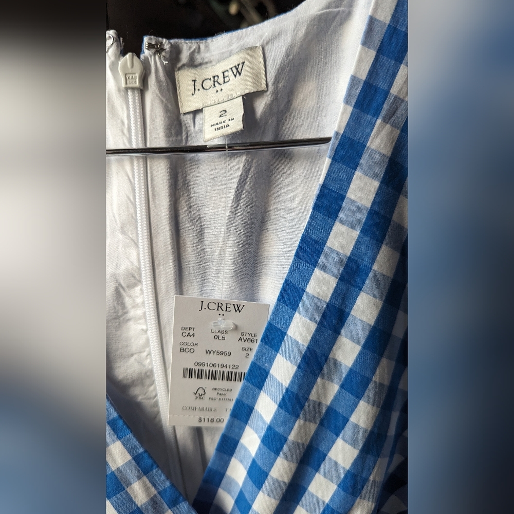 NWT J. Crew Gingham Dress Size 2 - Picture 7 of 12
